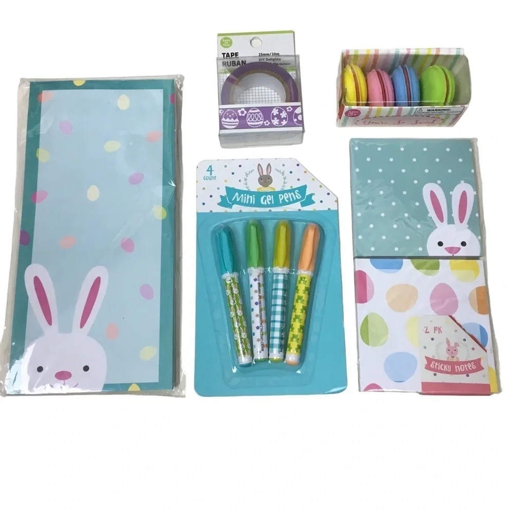 EASTER Stationery List Pad Sticky Notes Macaroon Erasers Washi Tape Gel Pens